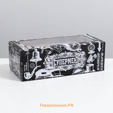 Коробка самосборная, с окном, «Супермен», 16×35×12 см