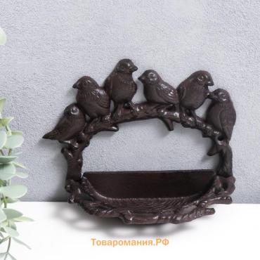 Фигурка-подставка для мелочей «Шесть птиц на корзине», чугун, 14.5×9×19 см