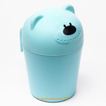 Ковш пластиковый для купания и мытья головы, детский банный ковшик «Мишка», 600 мл., с леечкой, цвет голубой