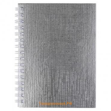 Записная книжка А6, 80 листов на гребне METALLIC, обложка бумвинил, серебро