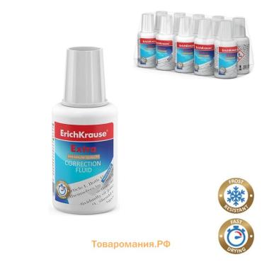 Корректирующая жидкость 20 мл, ErichKrause Extra, на основе растворителя, кисть
