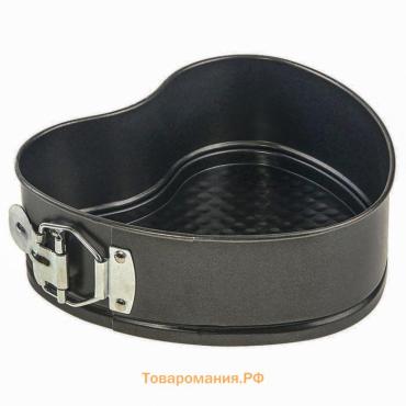 Форма для выпечки  «Элин. Сердце», 23.5×22×6.8 см, разъёмная, антипригарное покрытие, чёрная