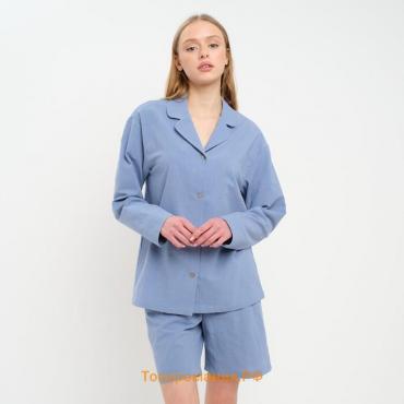 Пижама женская (рубашка и шорты) KAFTAN "Basic" р.44-46, голубой