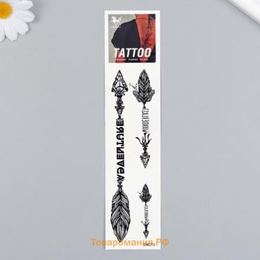 Переводная тату на тело чёрная «Стрелы с перьями», 20.8×4.7 см
