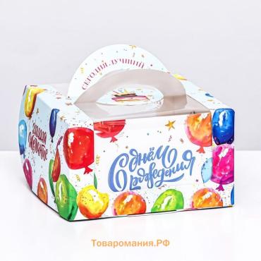 Коробка под бенто - торт с окном «Загадай желание», 14×14×8 см