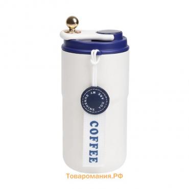 Термокружка, 450 мл, Coffee "Мастер К", сохраняет тепло до 6 ч, термометр, синяя