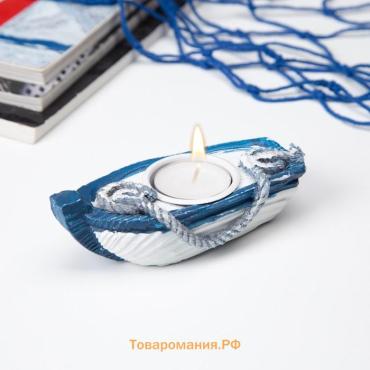 Деревянный подсвечник на 1 свечу «Лодка», 13×6×6 см