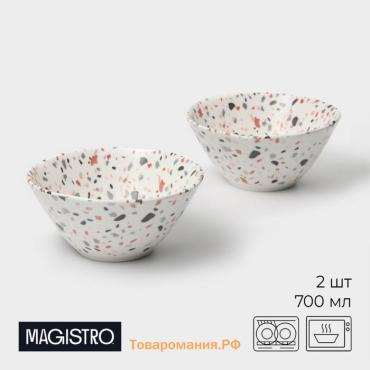 Салатники Magistro Terazzo, 700 мл, 16×7.4 см, набор 2 шт., фарфор, белые